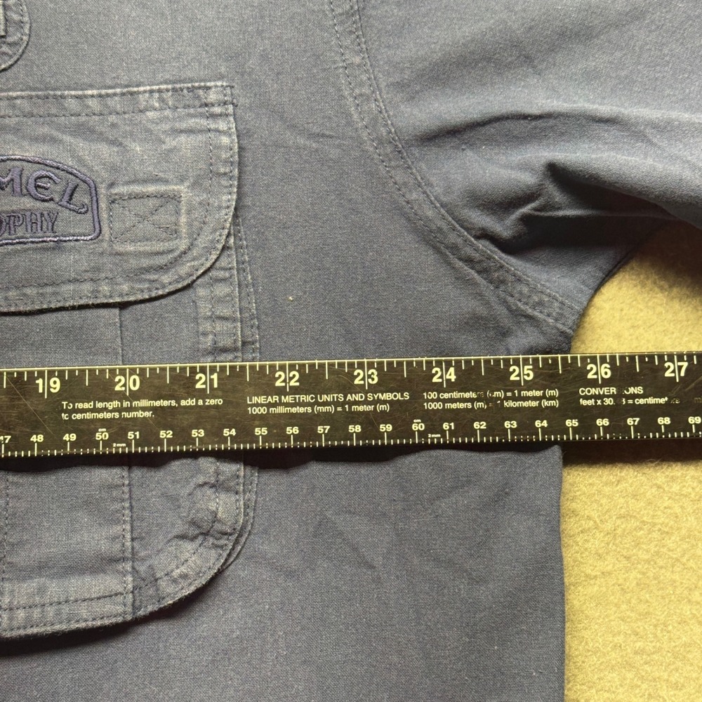 Camel Trophy Adventure Wear Shirt Mens XXL Blue Short Sleeve Utility Cotton Top - Picture 9 of 11